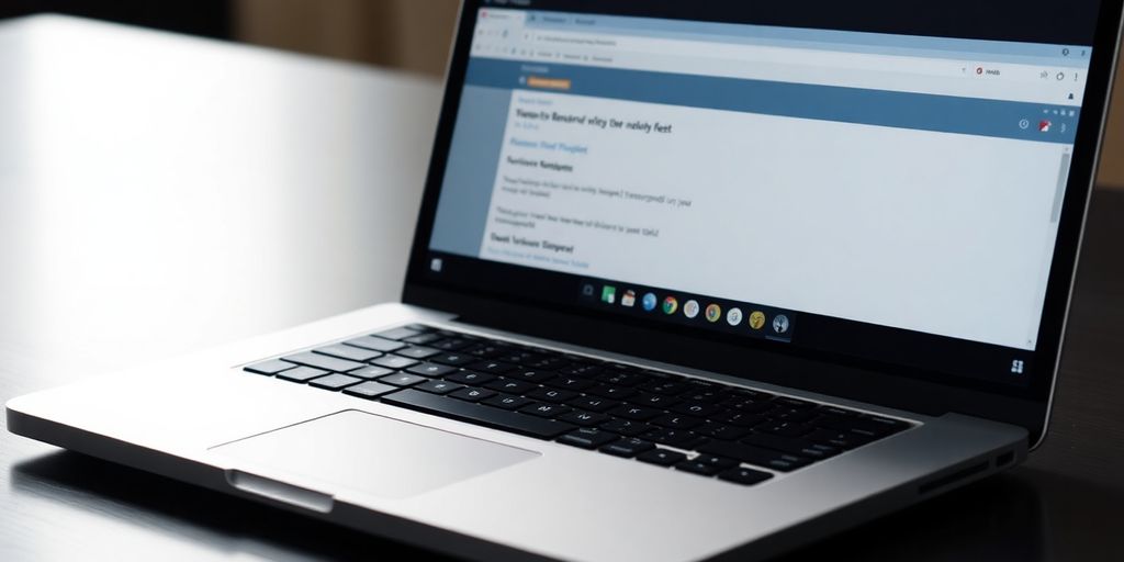 Laptop with transcription software displayed.