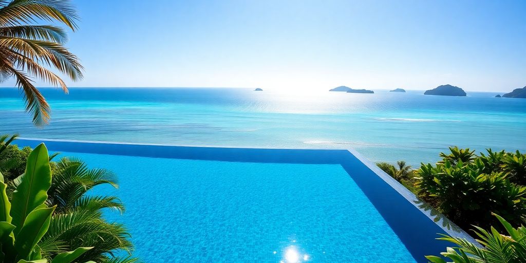 Luxury villa infinity pool, Andaman Sea.