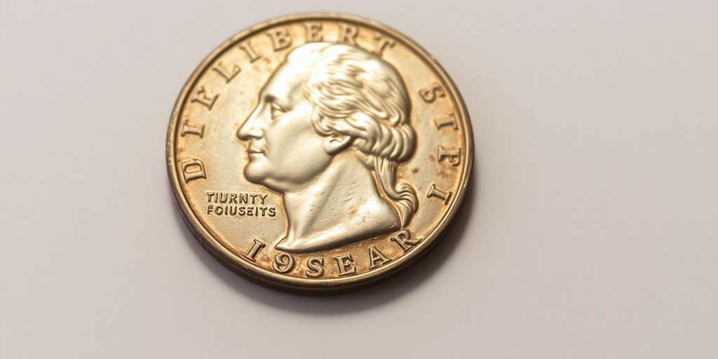 Close-up of a Dallas silver quarter.