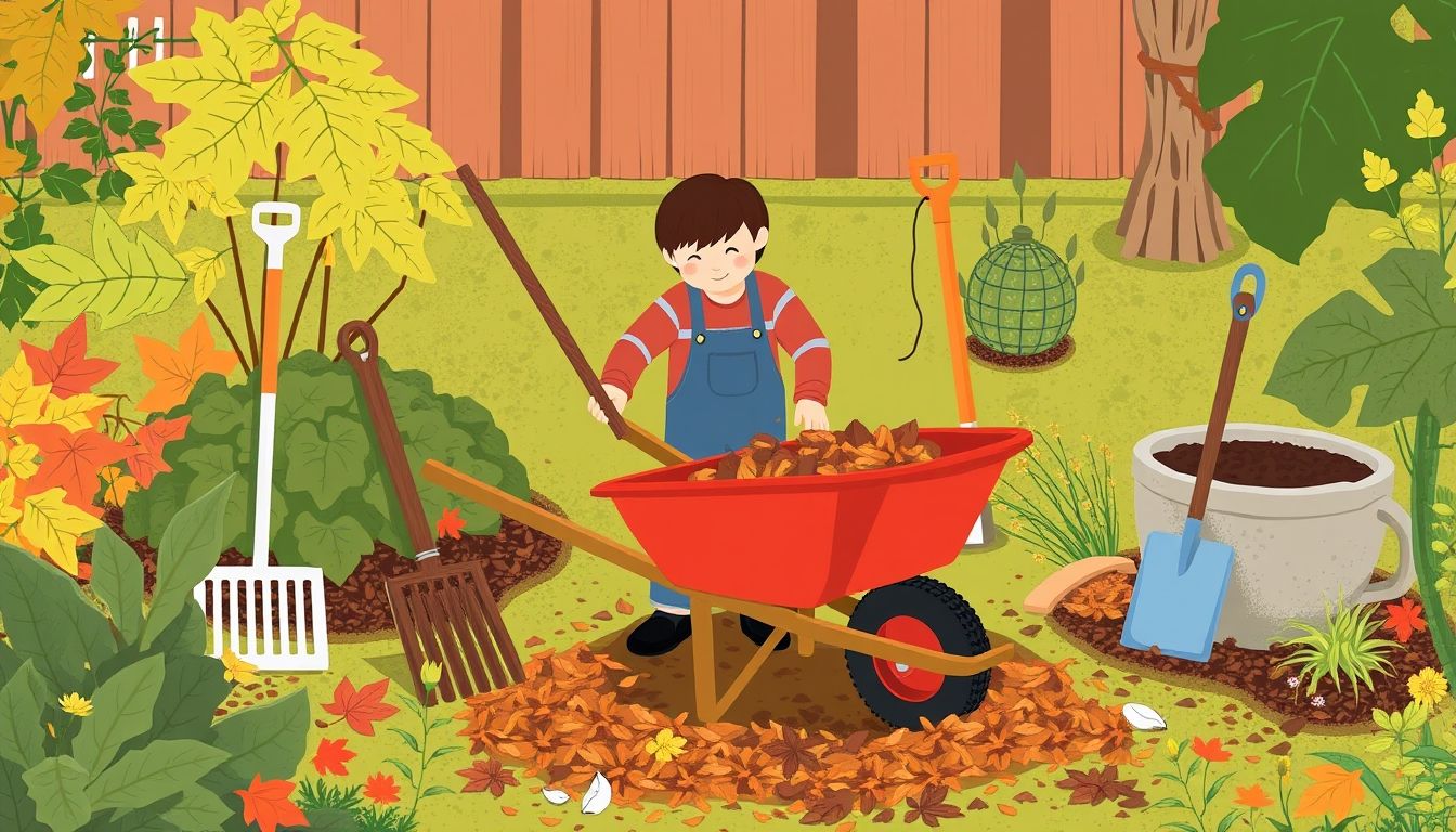 Person clearing garden with tools