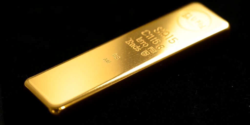 Lingot d'or sur un fond en velours sombre.