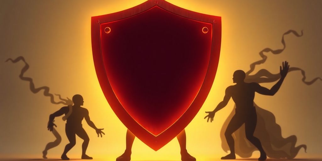 Vibrant shield deflecting illness.