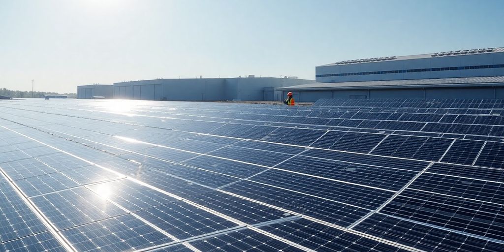 Panneaux solaires sur une usine moderne