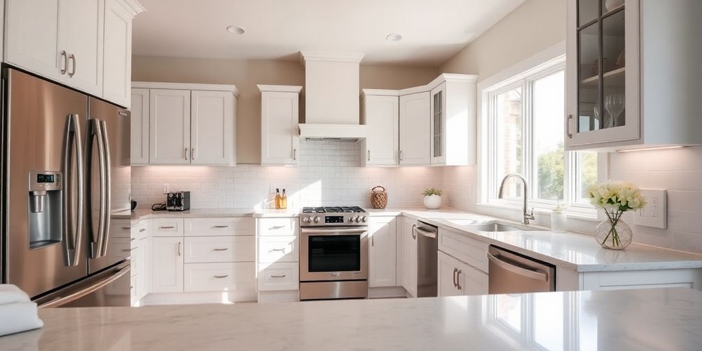 Modern kitchen with elegant cabinetry and natural light.