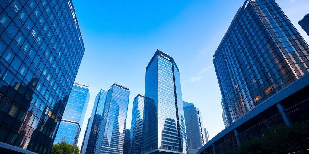 A modern financial district reflecting innovation in finance.