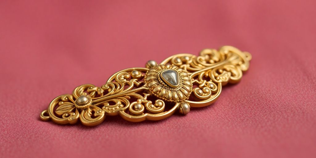 Bijou en or ancien sur un tissu en velours.