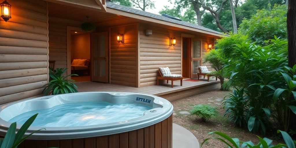 Entspanntes Ferienhaus mit Whirlpool in ruhiger Umgebung.