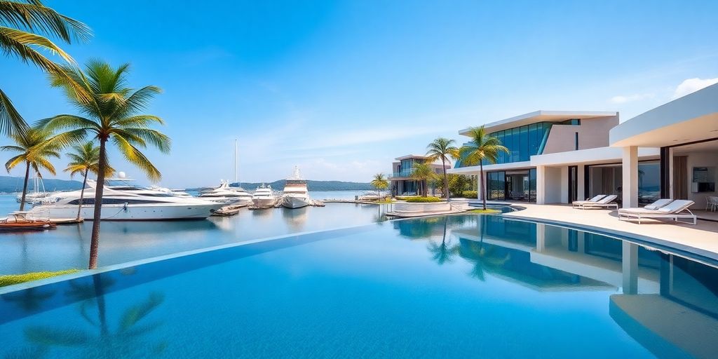 Luxury villa with marina access in Thailand.