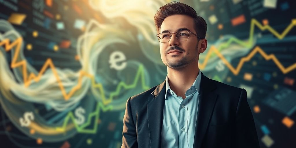 Investor confidently facing a dynamic financial landscape.