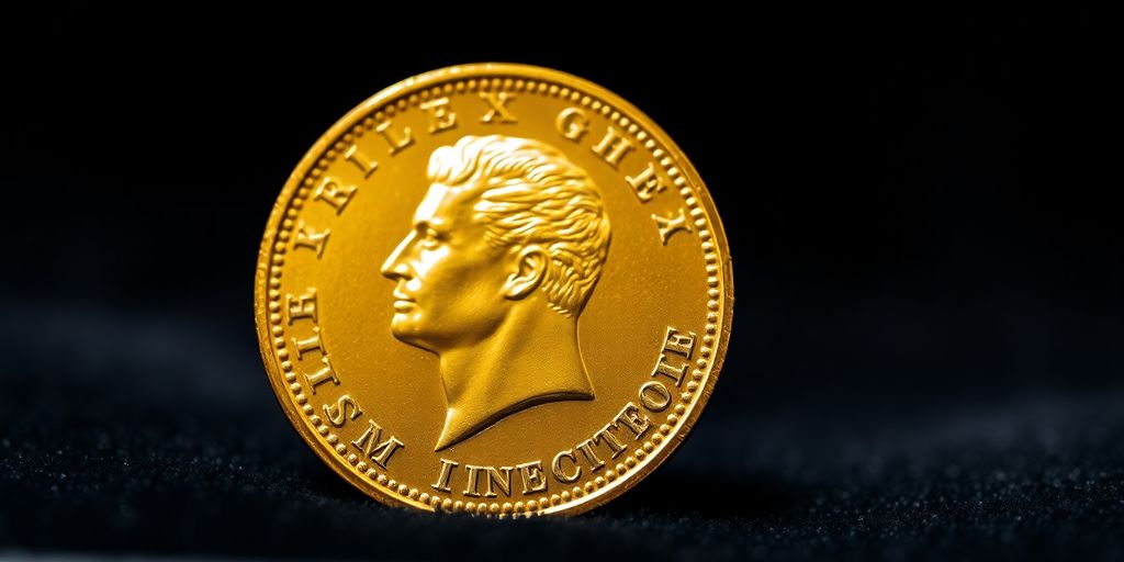 Une pièce de monnaie Napoléon en or.