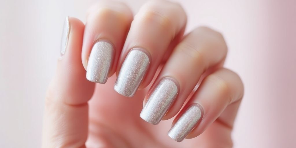 Unhas com esmalte brilhante