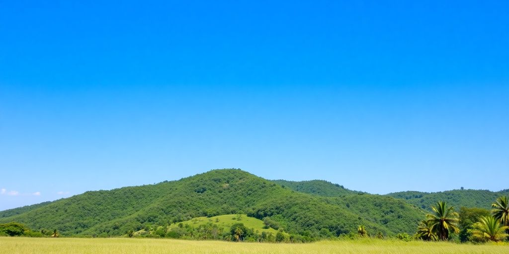 Lush greenery and blue sky in Liberia's landscape.