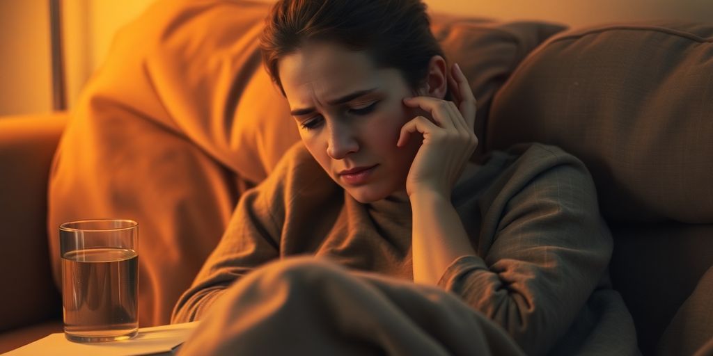 Person resting on couch, showing fatigue during POTS flare.