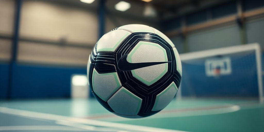 Nike futsal ball in motion during a game.