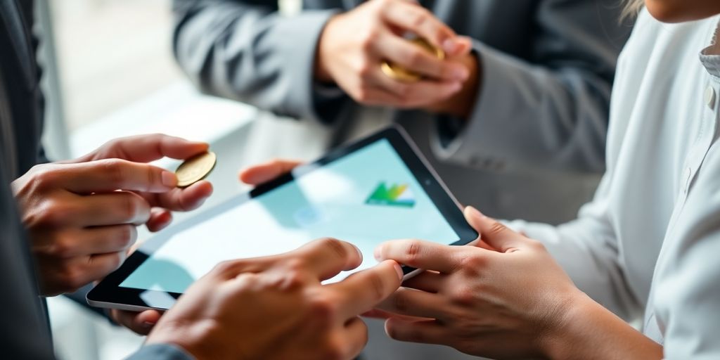Mains tenant des pièces sur une plateforme en ligne.