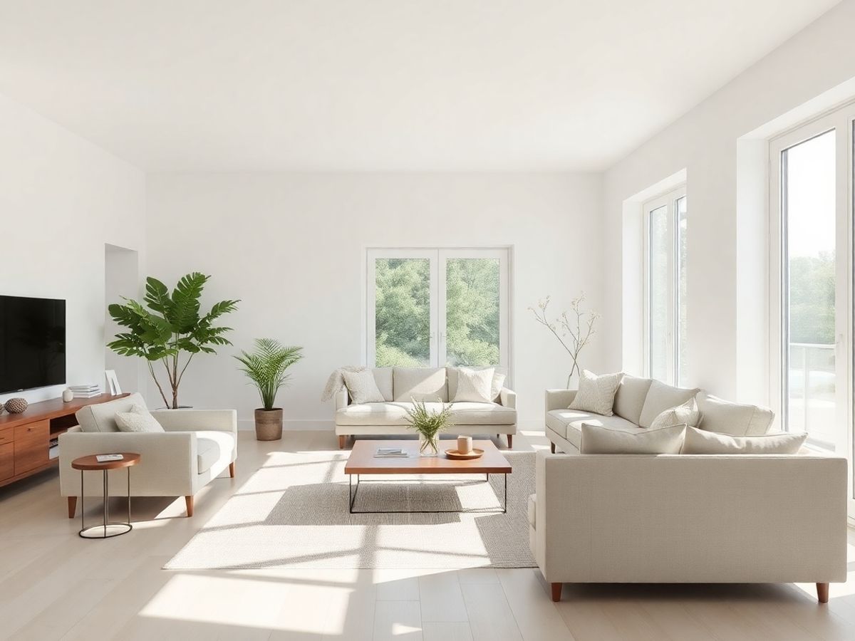 Interior minimalist cu mobilier curat și spațiu aerisit.