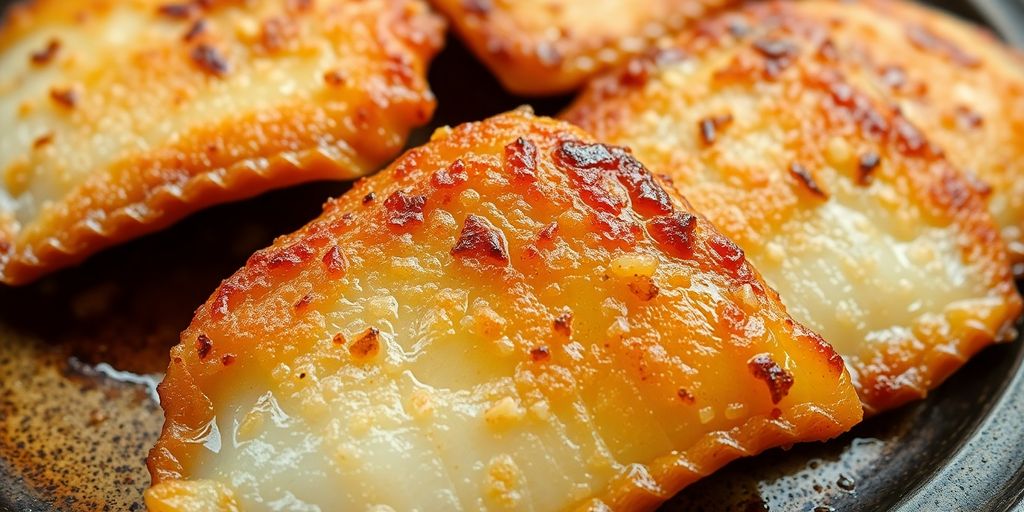 Cooked whiting fish fillets on a plate.