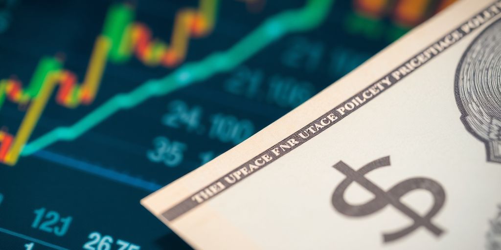 Billet de banque avec des symboles financiers en arrière-plan.