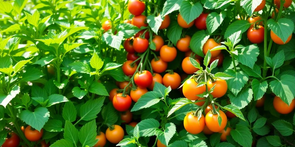 Vibrant vegetable garden with fresh produce.