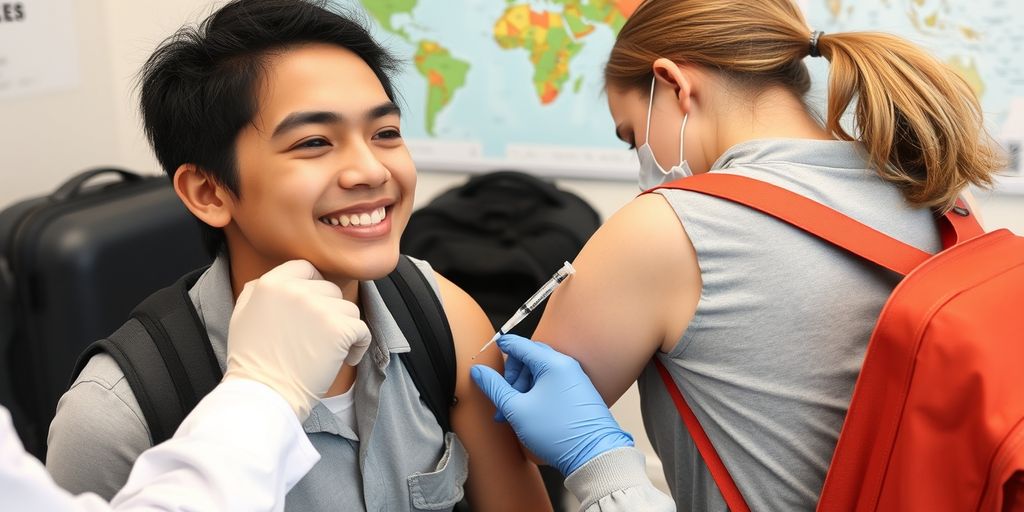 Traveler getting vaccinated at a clinic