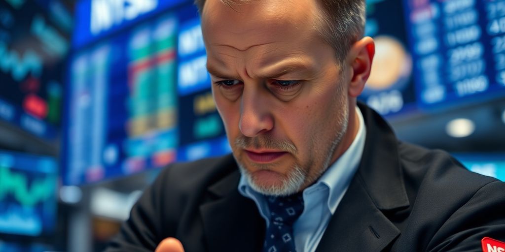 Trader analyzing market trends with focused expression.