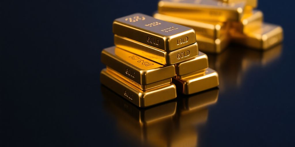 Petits lingots d'or empilés sur fond sombre