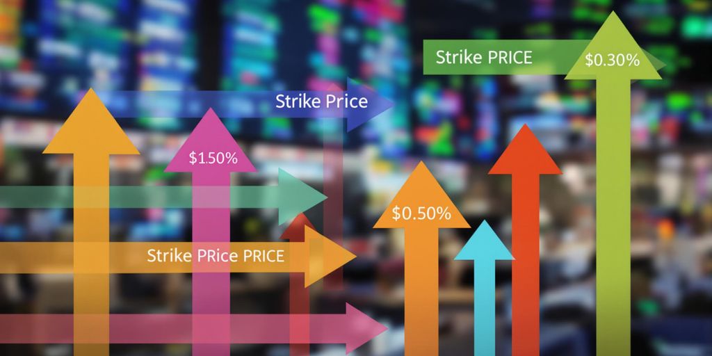 Colorful arrows indicating various strike prices.