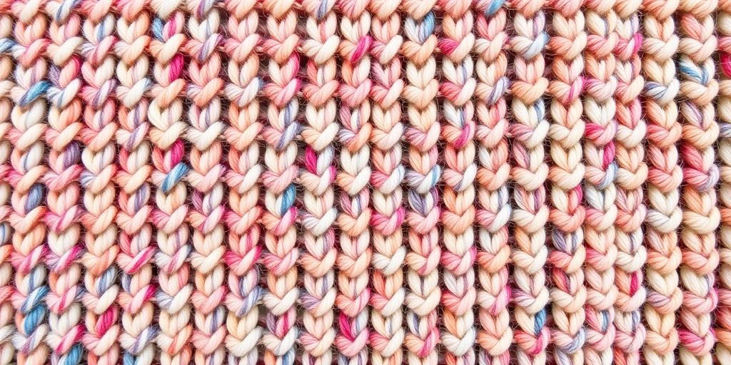 Knitted fabric with variegated yarn and alternating skeins.