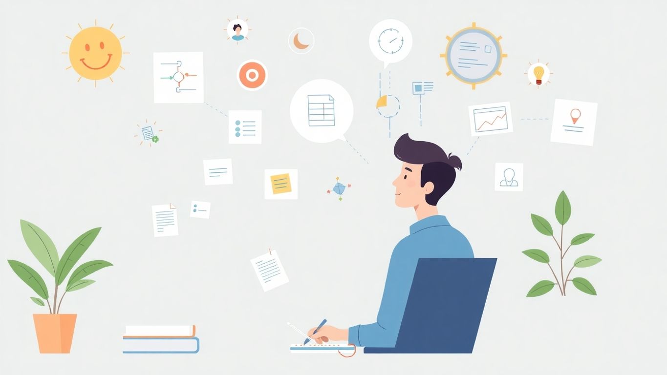 Ung gründer lager forretningsplan med kreative ideer.