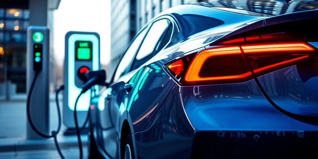 Electric vehicle charging at a Level 3 station.