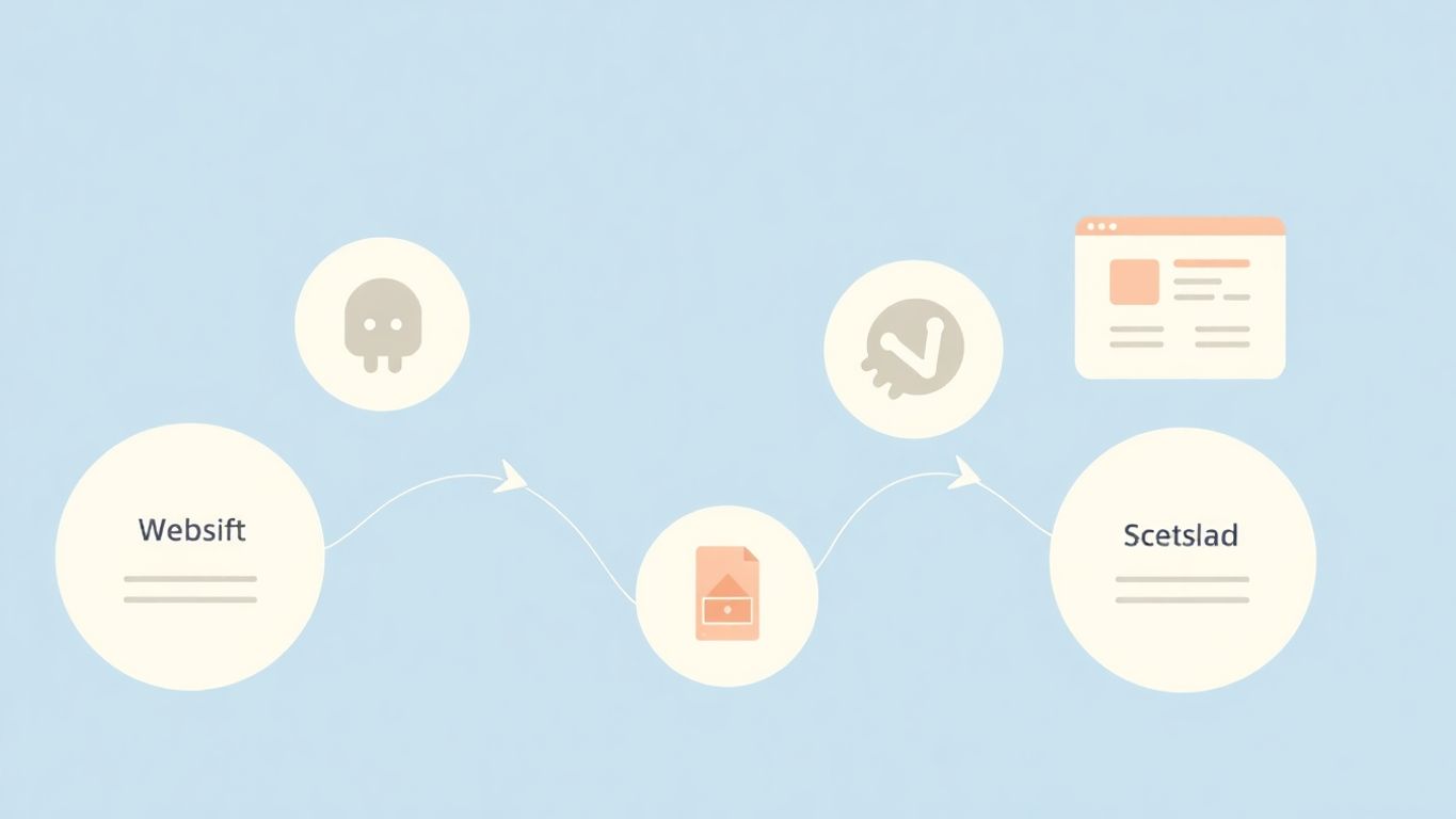 Illustrasjon av webdesignprosess med moderne, myke farger.