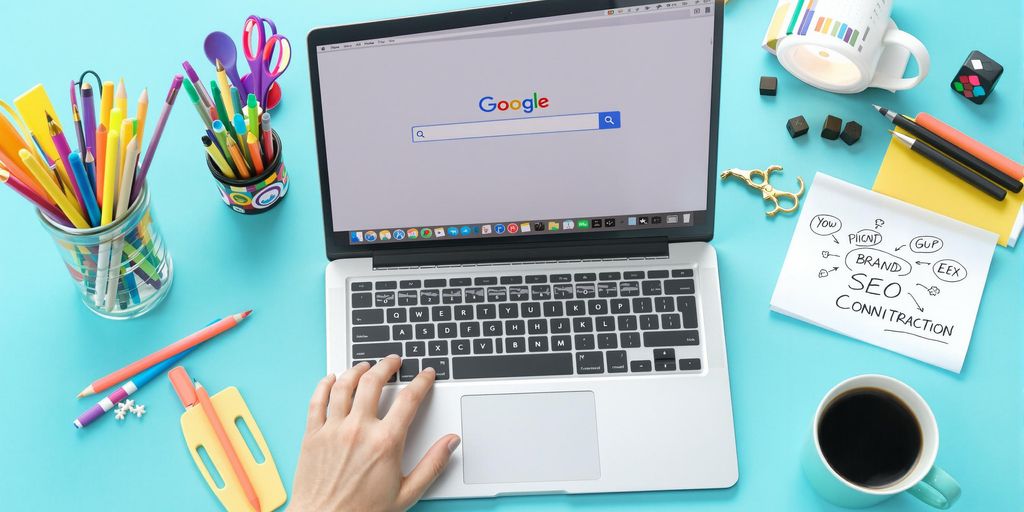 Lys arbeidsplass med laptop og notatblokk.