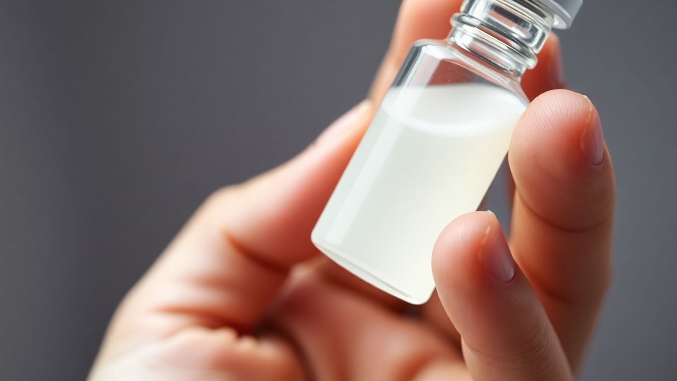 Vial with clear liquid, medical treatment