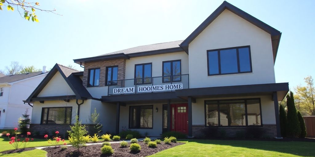 Modern home construction with craftsman architectural details.