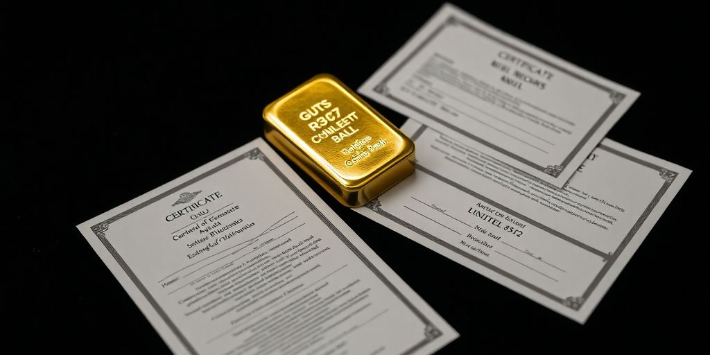 Lingot d'or avec des documents