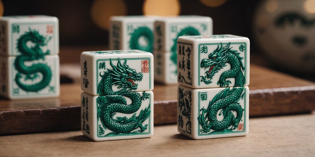 Mahjong tiles featuring Eastern and Western dragon designs