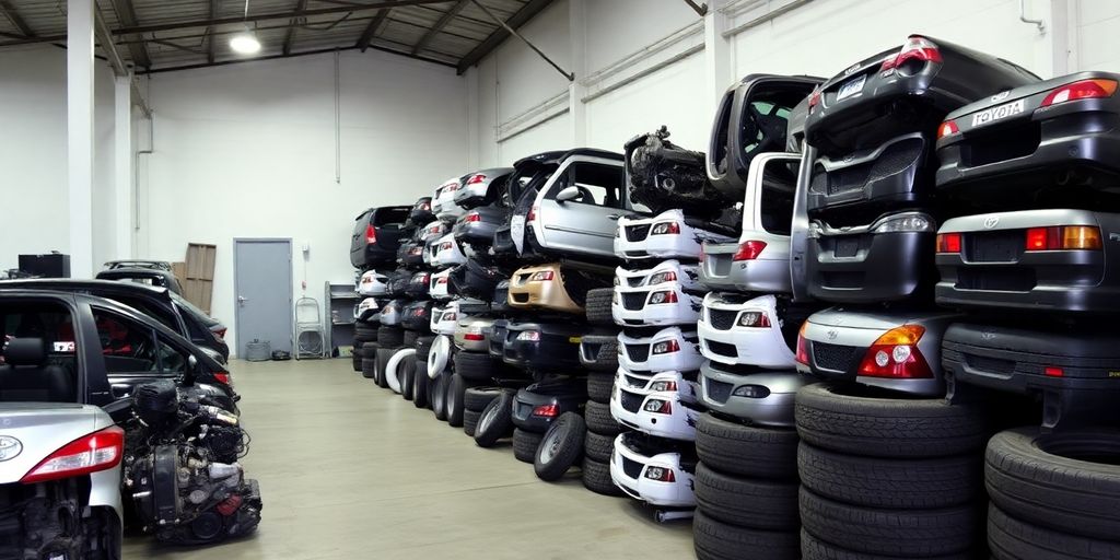 Toyota car parts sorted neatly.