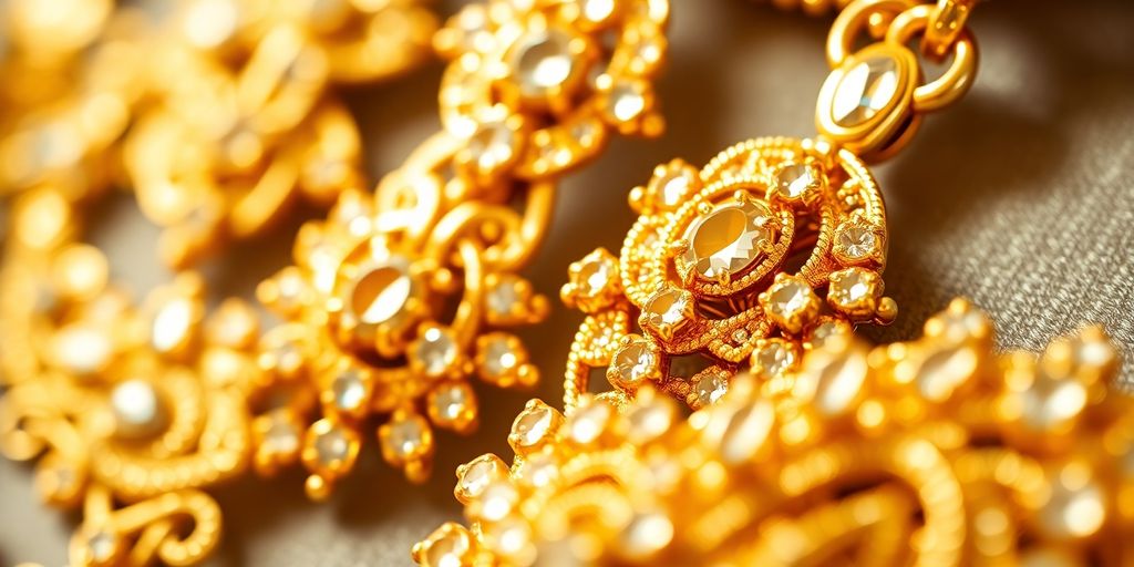 Bijoux en or brillants sur fond neutre.