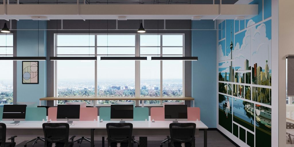 a room with a large table and chairs in it