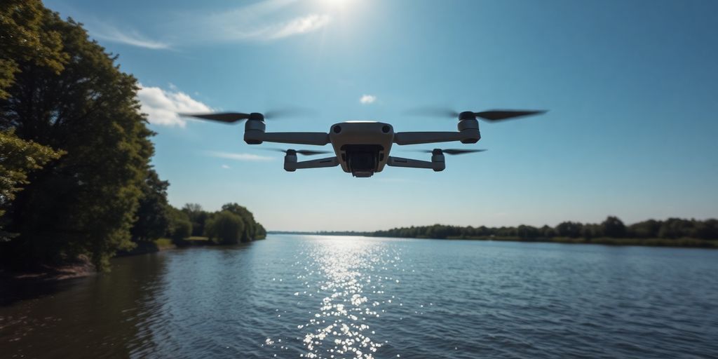 Drone volant au-dessus de la Loire
