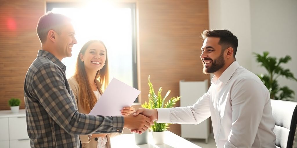 Two people shaking hands.