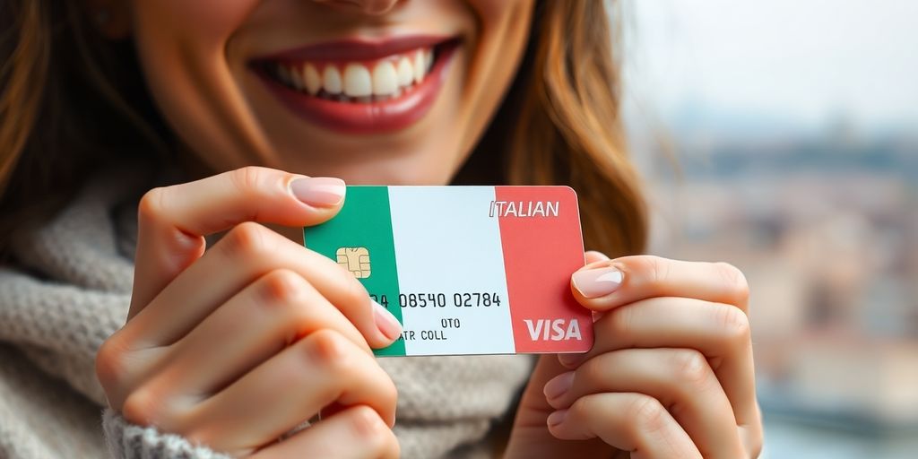 Donna riceve denaro da una carta di credito.