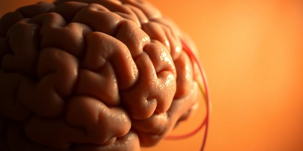Brain with tangled wires, soft light