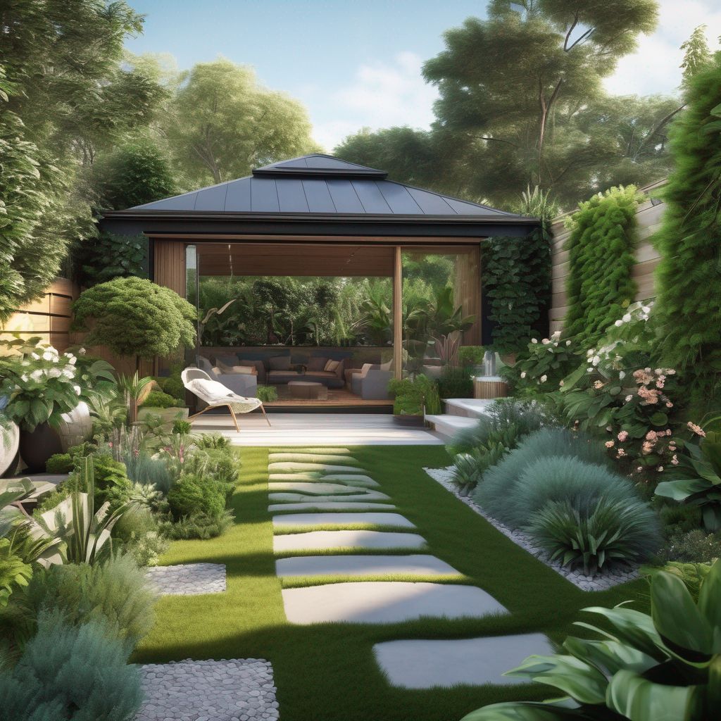 lush garden paradise with sustainable elements