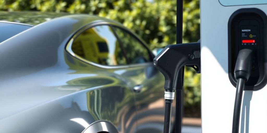 Voiture hydrogène, station-service, futuriste