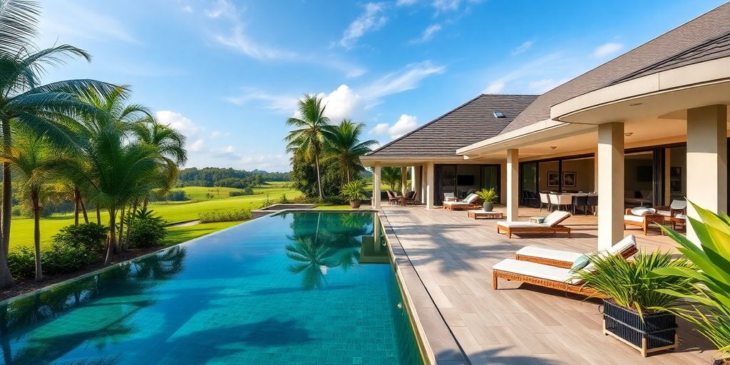 Luxury villa with pool near golf course in Phuket.