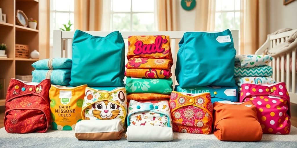 Assorted black-owned diapers in a bright nursery setting.