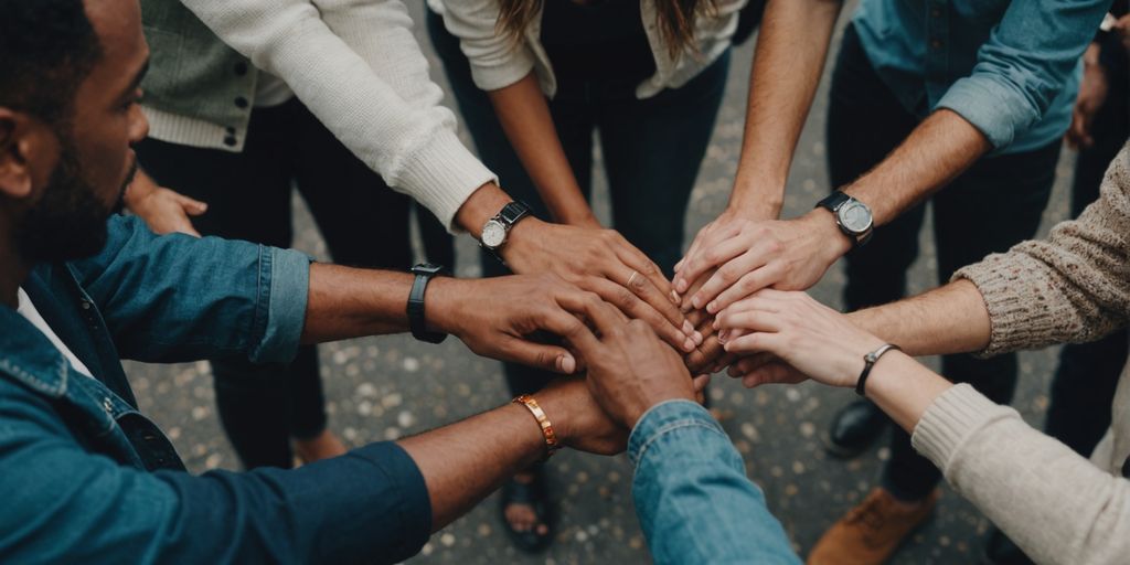 Diverse group of people in a supportive circle