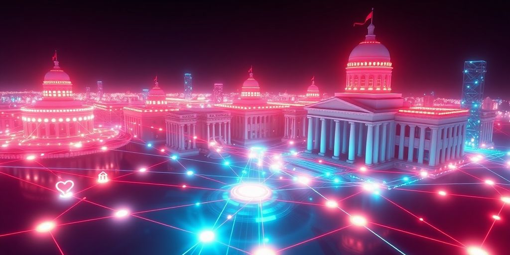 Blockchain network connecting government buildings.