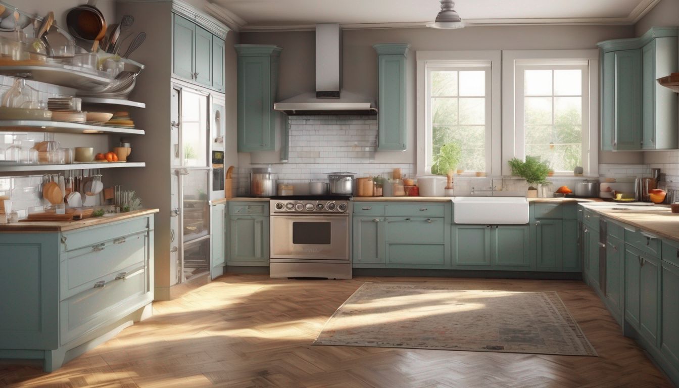 clean kitchen with cookware and utensils